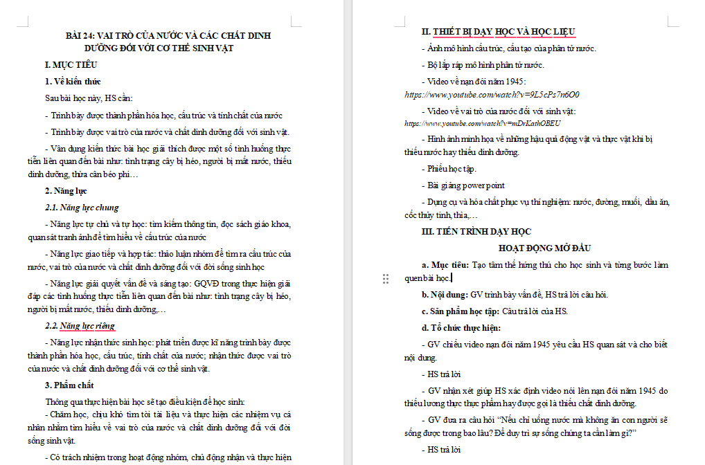 Giáo án Khoa học tự nhiên 7 Bài 24