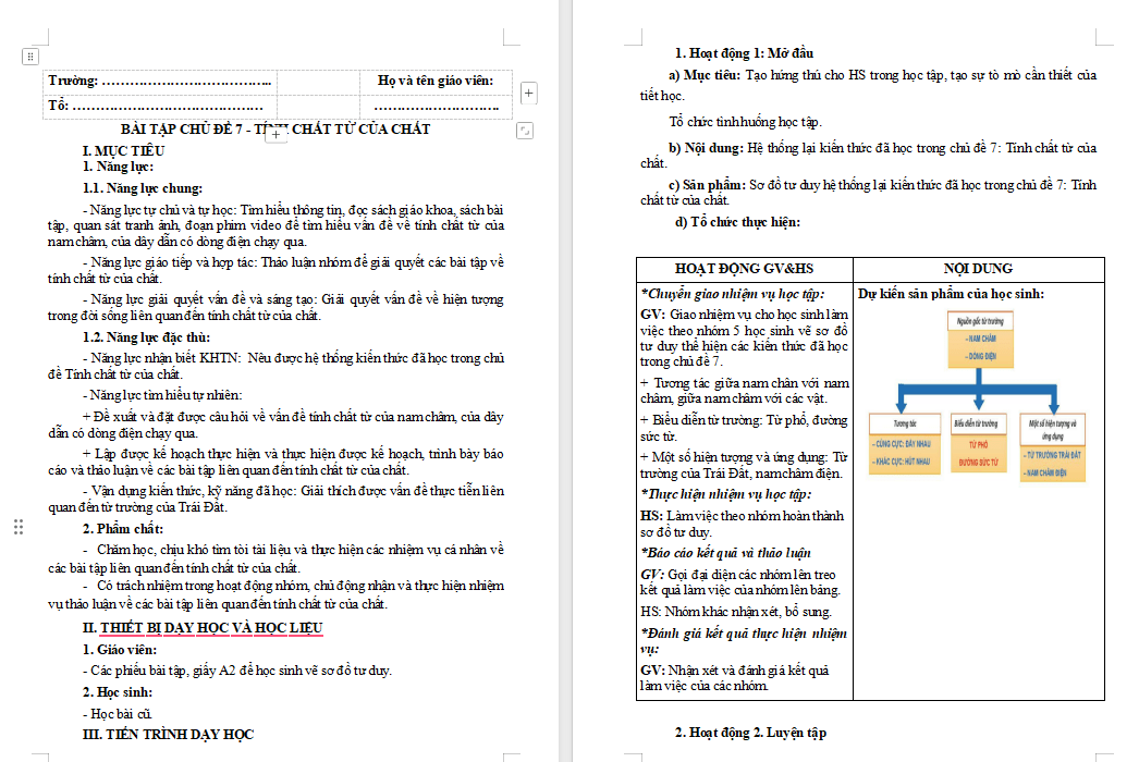 Khoa học tự nhiên 7 Bài tập Chủ đề 7