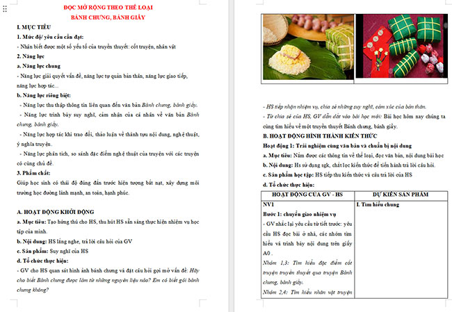 Giáo án Văn 6 Bài 1: Bánh chưng, bánh giầy