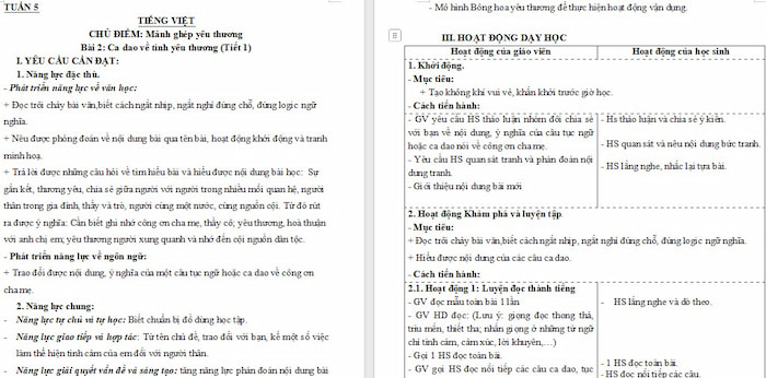 Giáo án Tiếng Việt 4 Ca dao về tình yêu thương