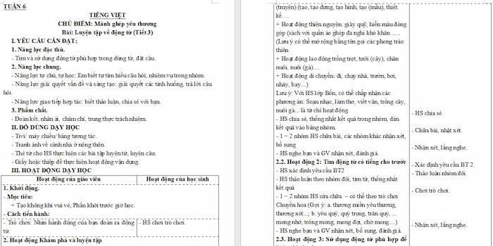 Giáo án Tiếng Việt 4 Luyện tập về động từ