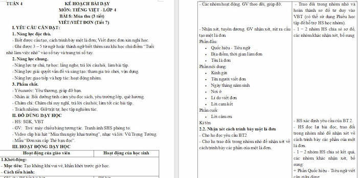 Giáo án Tiếng Việt 4 Viết đơn