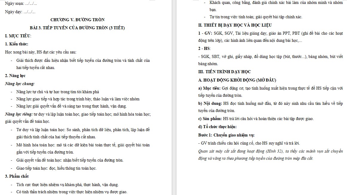 PowerPoint Toán 9 Cánh Diều Bài Tiếp tuyến của đường tròn