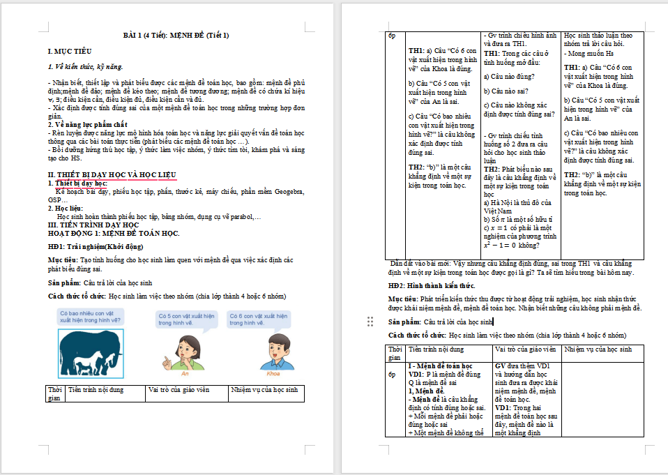 Giáo án Toán 10 Cánh diều Chương 1 Bài 1