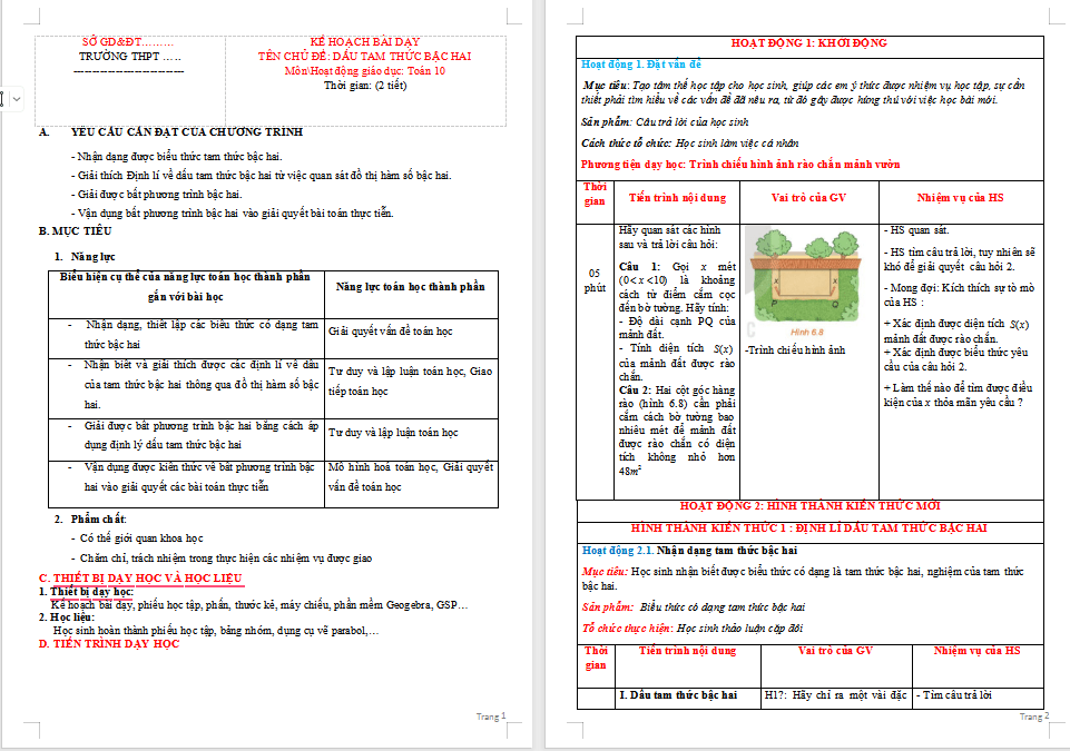 Giáo án Toán 10 Cánh diều Chương 3 Bài 3