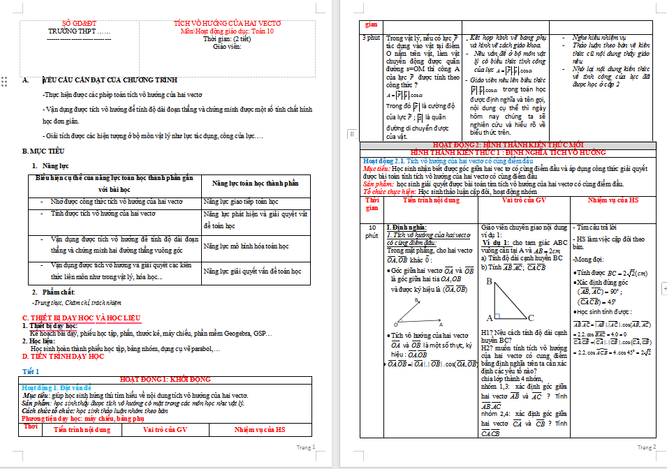 Giáo án Toán 10 Cánh diều Chương 4 Bài 6