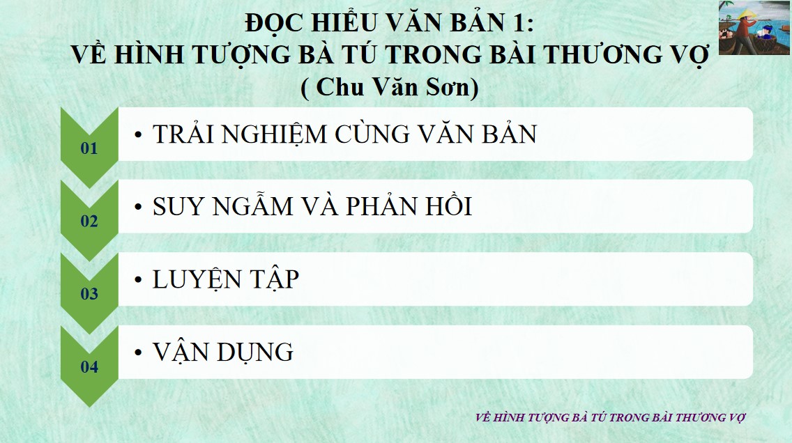 Giáo án PPT Văn 9 CTST Bài Về hình tượng bà Tú trong bài Thương vợ