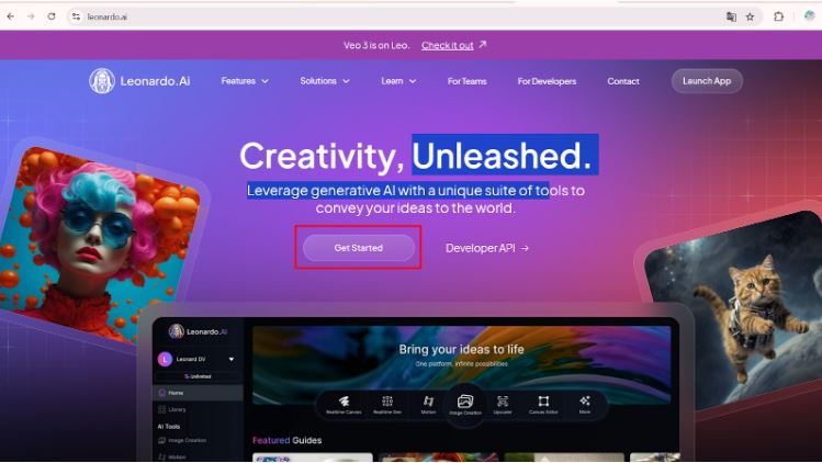 Truy cập: https://app.leonardo.ai