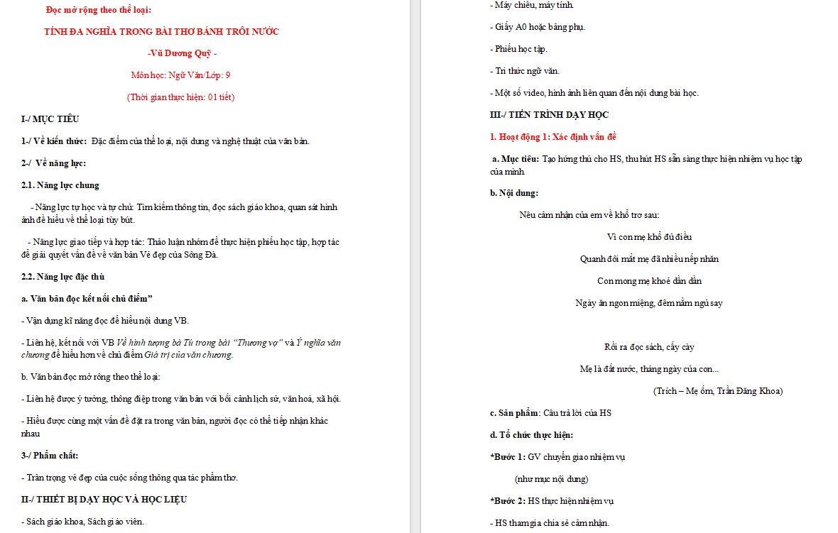 KHBD Ngữ văn 9 Bài Tính đa nghĩa trong bài thơ Bánh trôi nước CTST 