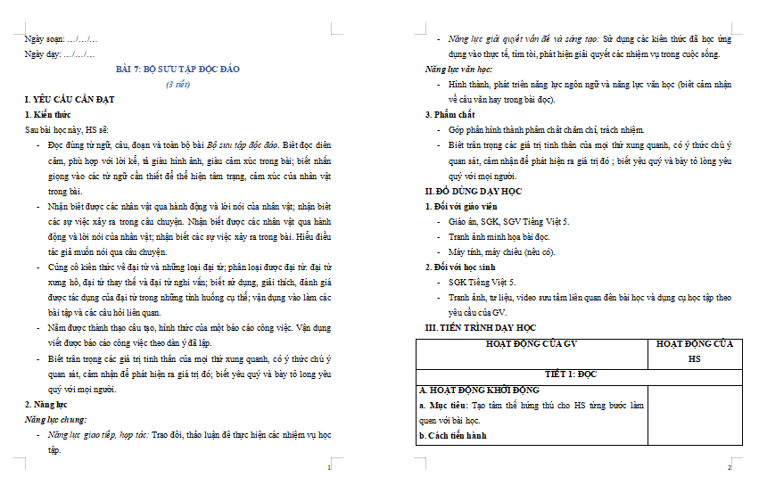 Bài 7: Bộ sưu tập độc đáo