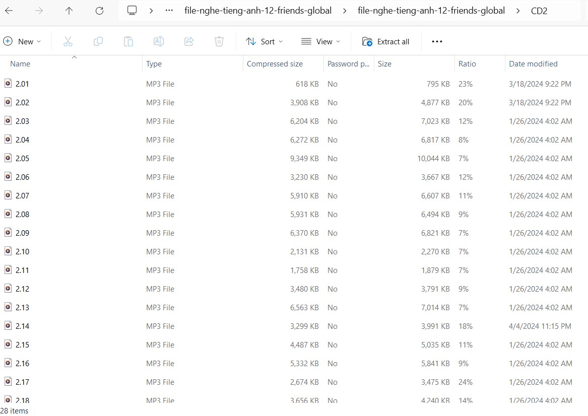 File nghe Sách học sinh tiếng Anh 12 Friends Global - CD2