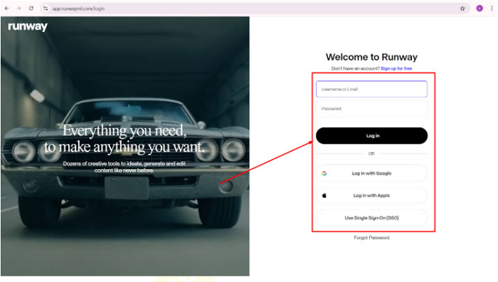 Truy cập vào RunwayML