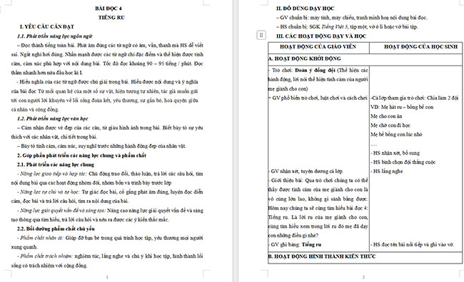 Giáo án Tiếng Việt 5 Tiếng ru
