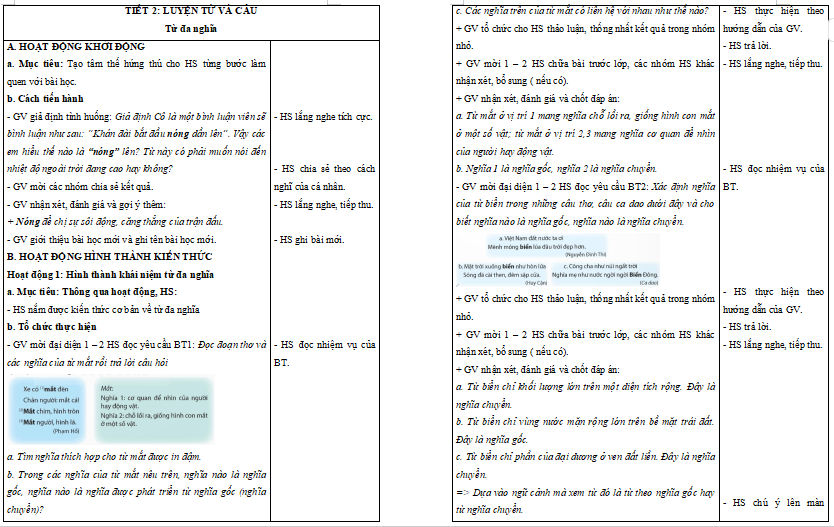 Giáo án Tiếng Việt lớp 5 Bài 13: Từ đa nghĩa