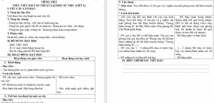 Giáo án Tiếng Việt 4 Viết bài văn thuật lại một sự việc
