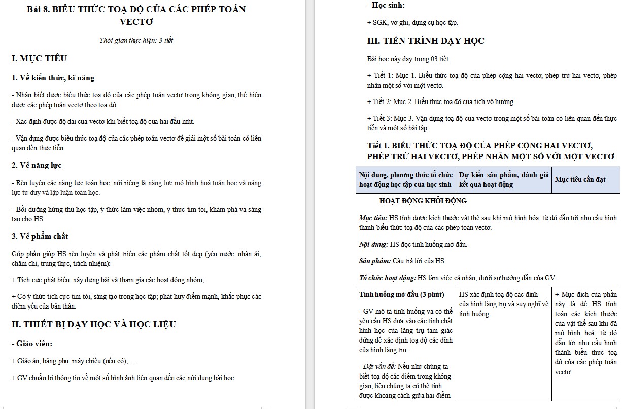 Giáo án Bài 8 Toán 12 Kết nối tri thức