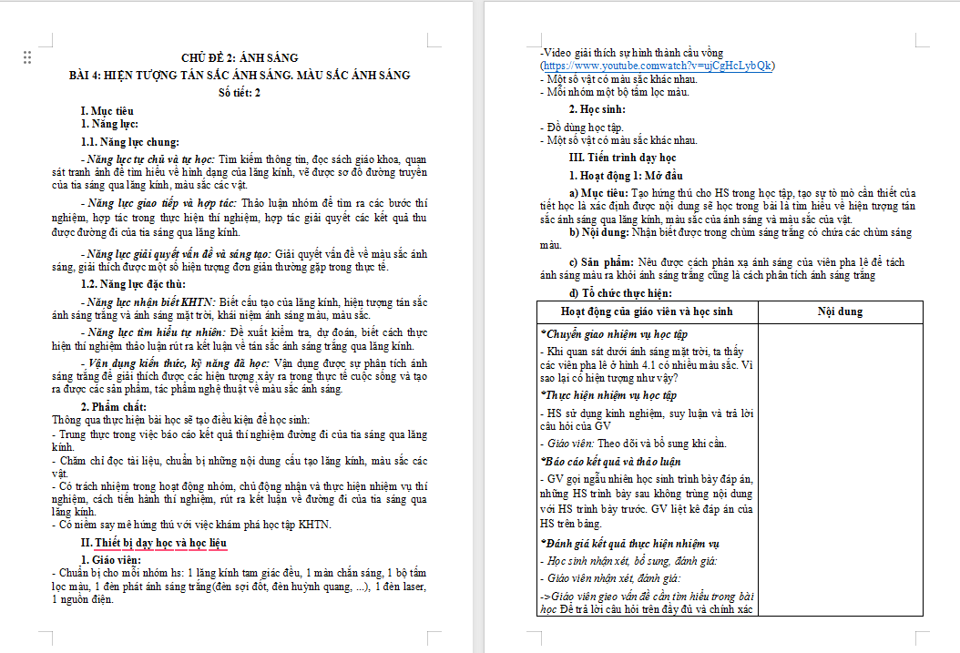 Giáo án PowerPoint Khoa học tự nhiên 9 Bài 4: Hiện tượng tán sắc ánh sáng. Màu sắc ánh sáng