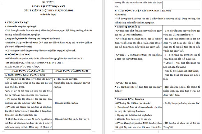 Giáo án Tiếng Việt 5 Luyện tập viết đoạn văn nêu ý kiến về một hiện tượng xã hội (Viết thân đoạn)