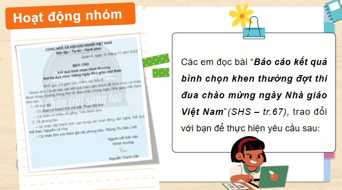 PowerPoint Tiếng Việt 4 Viết báo cáo thảo luận nhóm