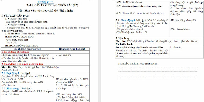 Giáo án Tiếng Việt 4 Mở rộng vốn từ Nhân hậu
