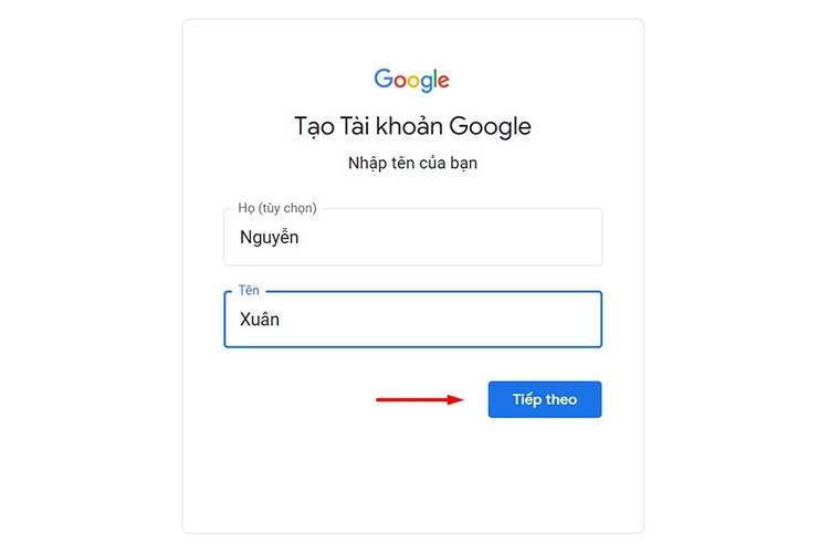 Điền thông tin đăng ký