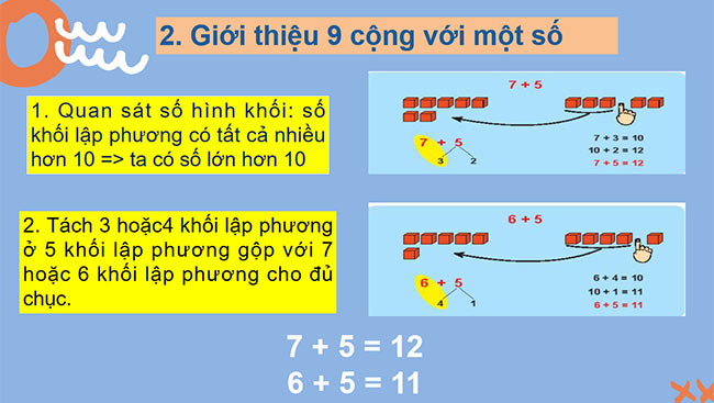 PowerPoint Toán 2: 7 cộng với một số, 6 cộng với một số