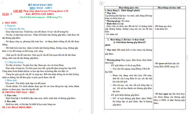 Giáo án Toán 2: Đường gấp khúc