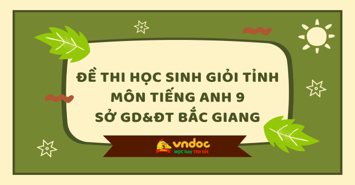 Đề thi học sinh giỏi tỉnh môn Tiếng Anh 9 Sở GD&ĐT Bắc Giang