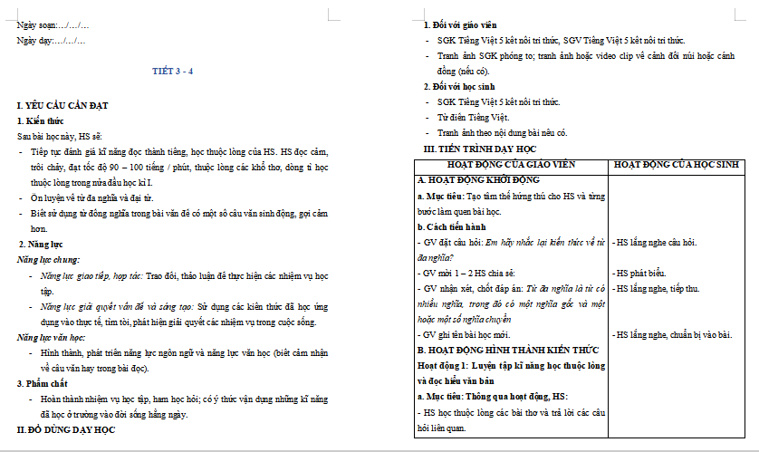 Ôn tập và đánh giá giữa học kì 1 (Tiết 3, 4)