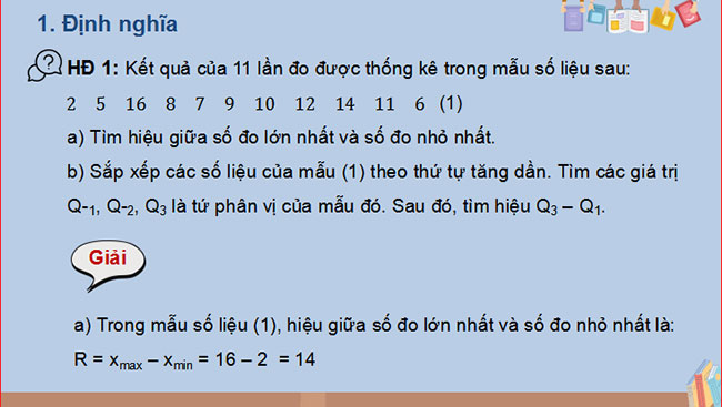 Giáo án PowerPoint Toán 10 Bài 3: Các số liệu đặc trưng đo mức độ phân tán cho mẫu số liệu không ghép nhóm