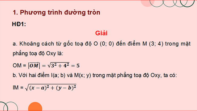 Giáo án PowerPoint Toán 10 Bài 5: Phương trình đường tròn