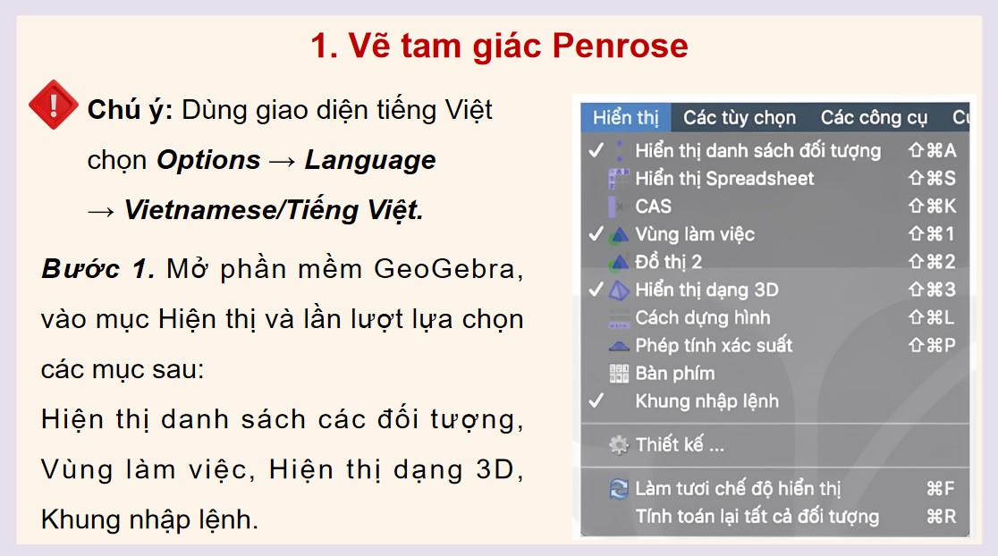 PowerPoint Toán 12 Kết nối tri thức Bài Vẽ đồ hoạ 3D với phần mềm GeoGebra