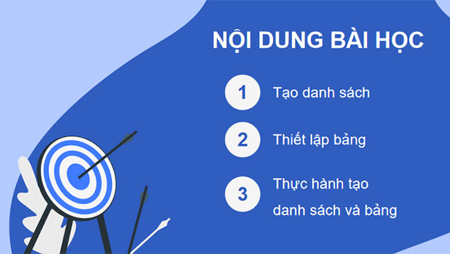Giáo án PowerPoint Tin học 12 Bài 9: Tạo danh sách bảng