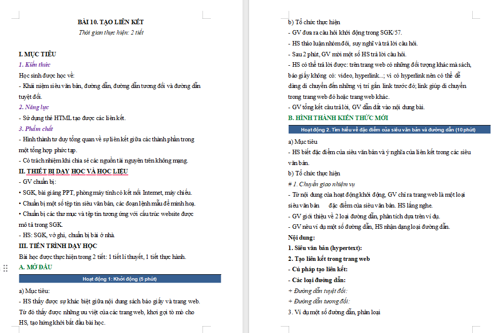 Giáo án PowerPoint Tin học 12 Bài 10: Tạo liên kết