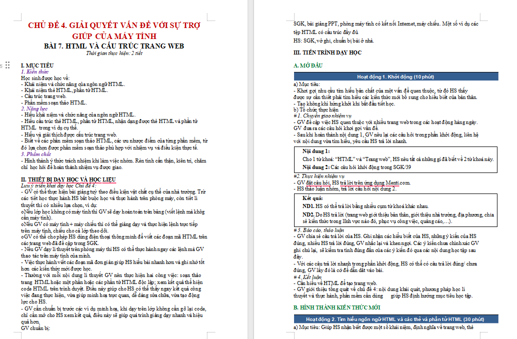 Giáo án PowerPoint Tin học 12 Bài 7: HTML và cấu trúc trang web