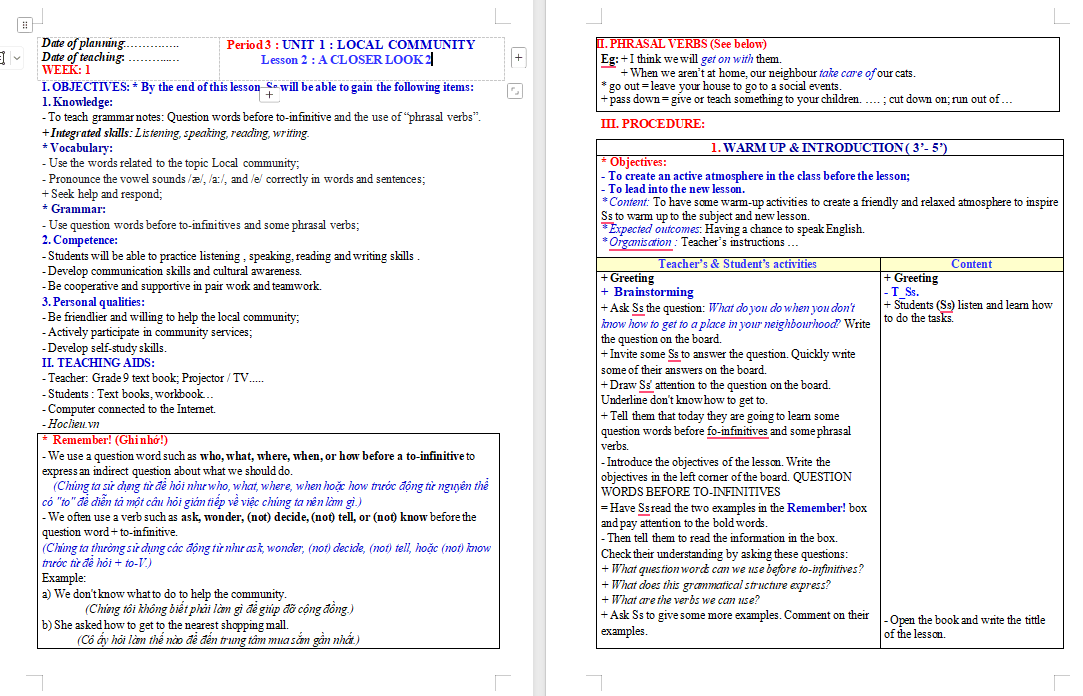 Tiếng Anh 9 Unit 1: A Closer Look 2
