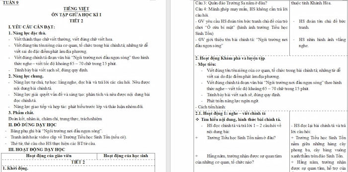 Giáo án Tiếng Việt 4 Ôn tập giữa kì 1 Tiết 2, 3