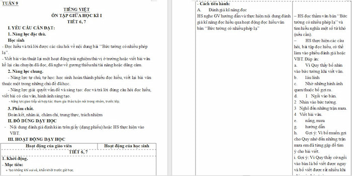 Giáo án Tiếng Việt 4 Ôn tập giữa kì 1 Tiết 6, 7