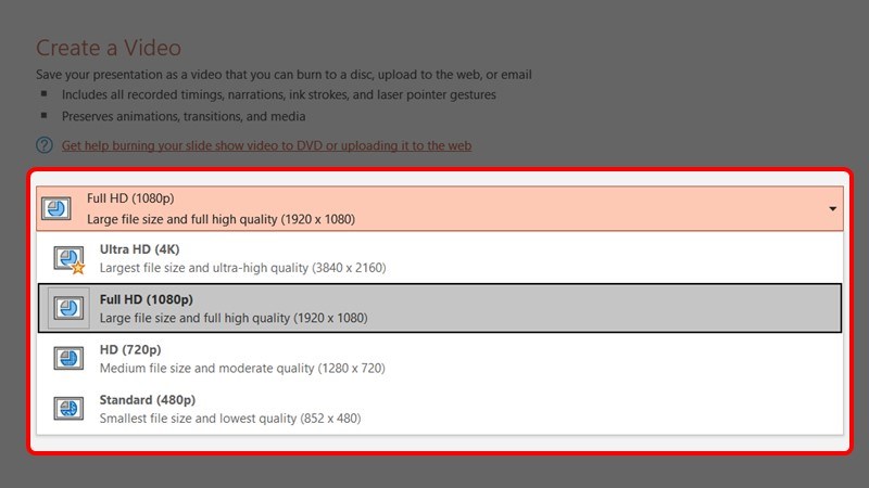 Chọn chất lượng video