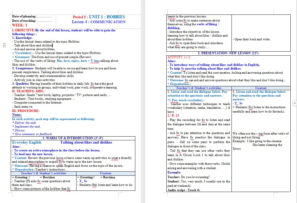 Tiếng Anh 7 Unit 1: Communication
