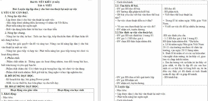 Giáo án Tiếng Việt 4 Luyện tập lập dàn ý cho bài văn thuật lại một sự việc