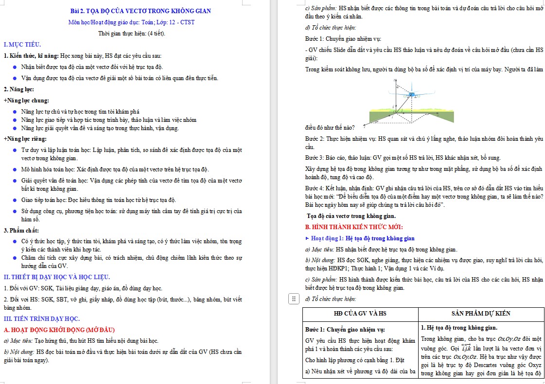 PowerPoint Toán 12 CTST Bài Toạ độ của vectơ trong không gian