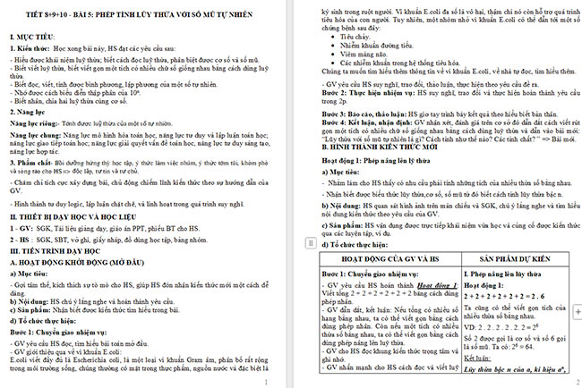 Giáo án Toán 6 Bài 5: Phép tính lũy thừa với số mũ tự nhiên