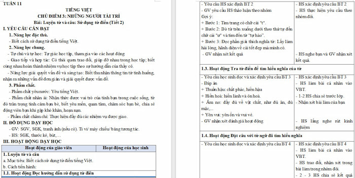 Giáo án Tiếng Việt 4 Sử dụng từ điển