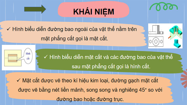 Giáo án PowerPoint Công nghệ 10 Bài 10: Mặt cắt và hình cắt