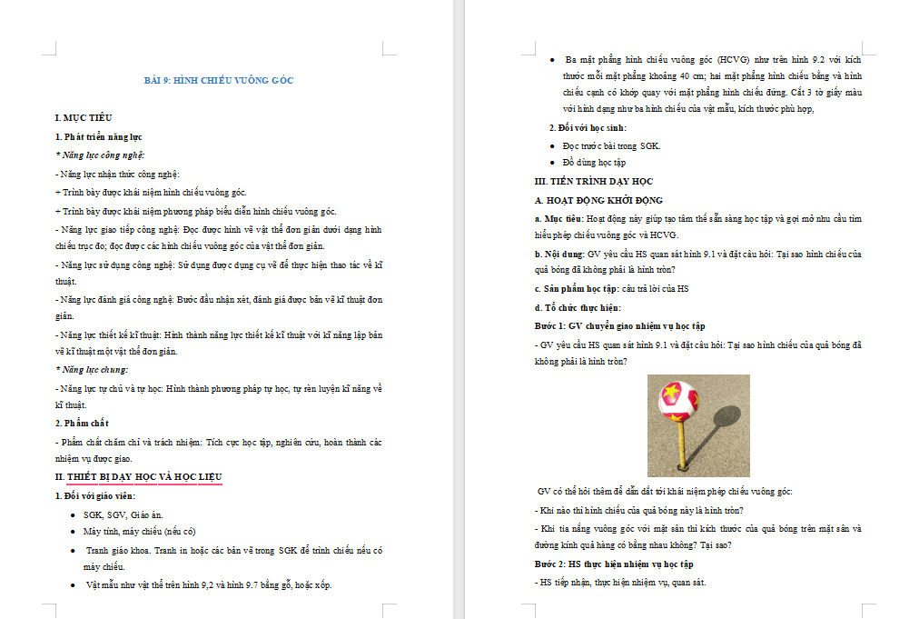 Giáo án PowerPoint Công nghệ 10 Bài 9: Hình chiếu vuông góc