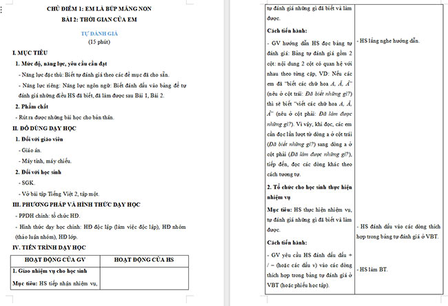 Giáo án Tiếng Việt 2 Em đã biết những gì, làm được những gì