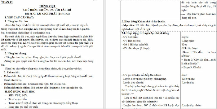 Giáo án Tiếng Việt 4 Ai tài giỏi nhất?