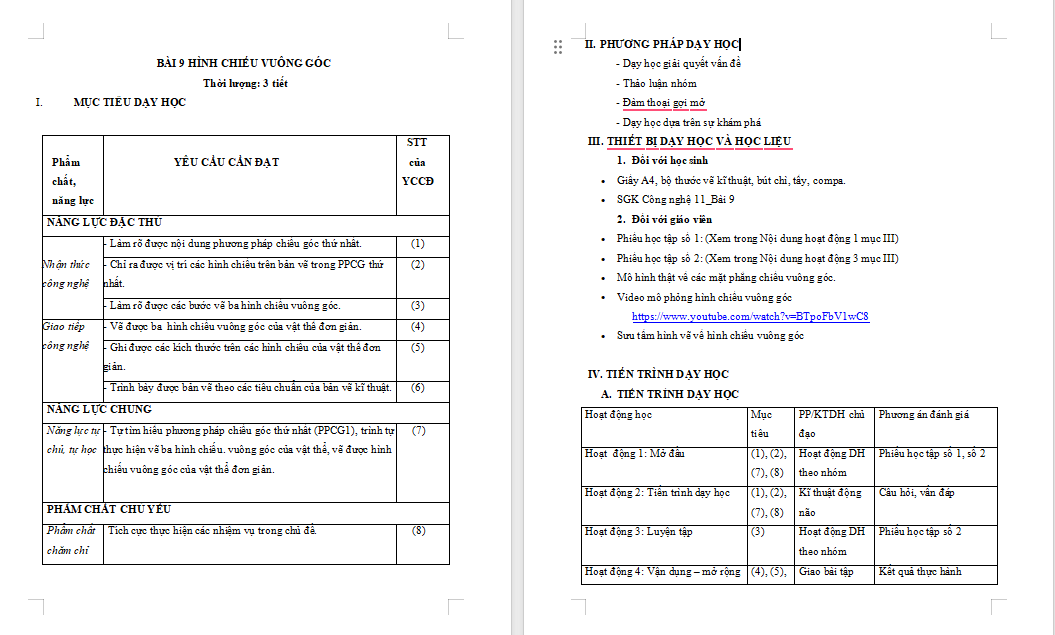 Giáo án PowerPoint Công nghệ 10 Bài 9: Hình chiếu vuông góc