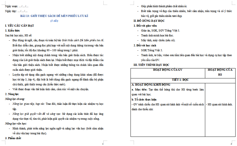 Bài 23: Giới thiệu sách Dế Mèn phiêu lưu kí